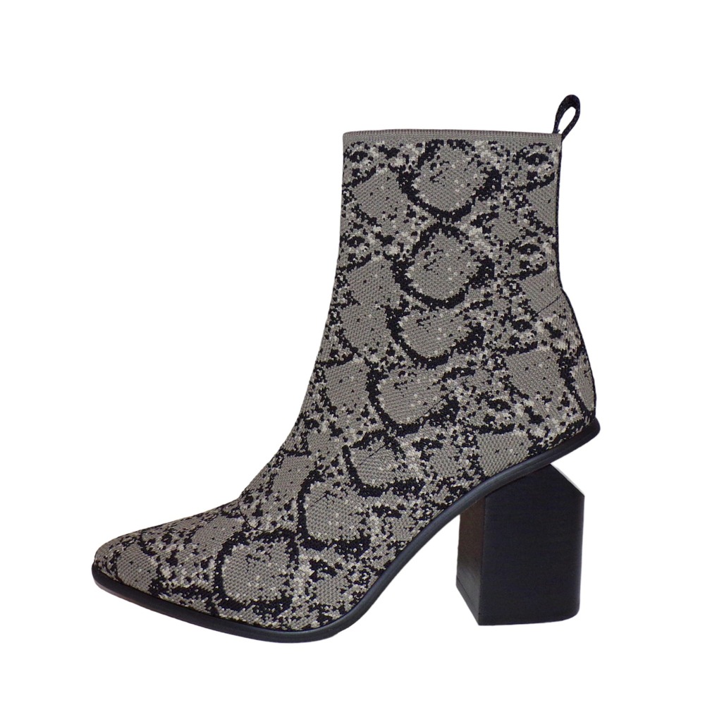 STEVE MADDEN Nikia Bootie Knit Ankle Boot Gray‎ Snake Stretch sz 7 New